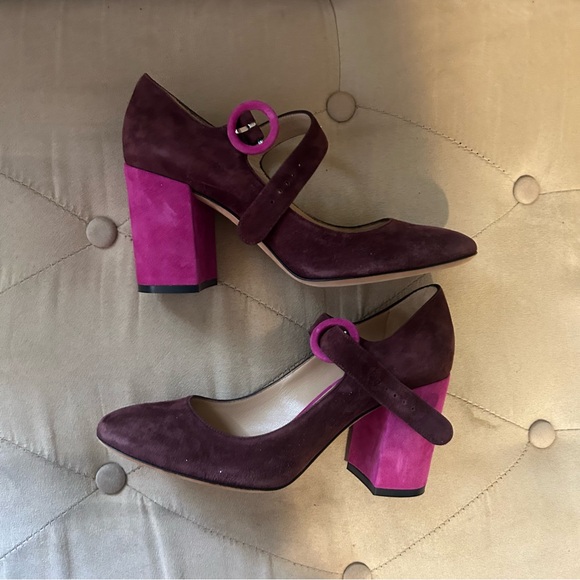 M.Gemi Shoes - M.Gemi Women’s 37 Colorblock Italian Heel Mary Jane’s Buckle Fuschia Shoes